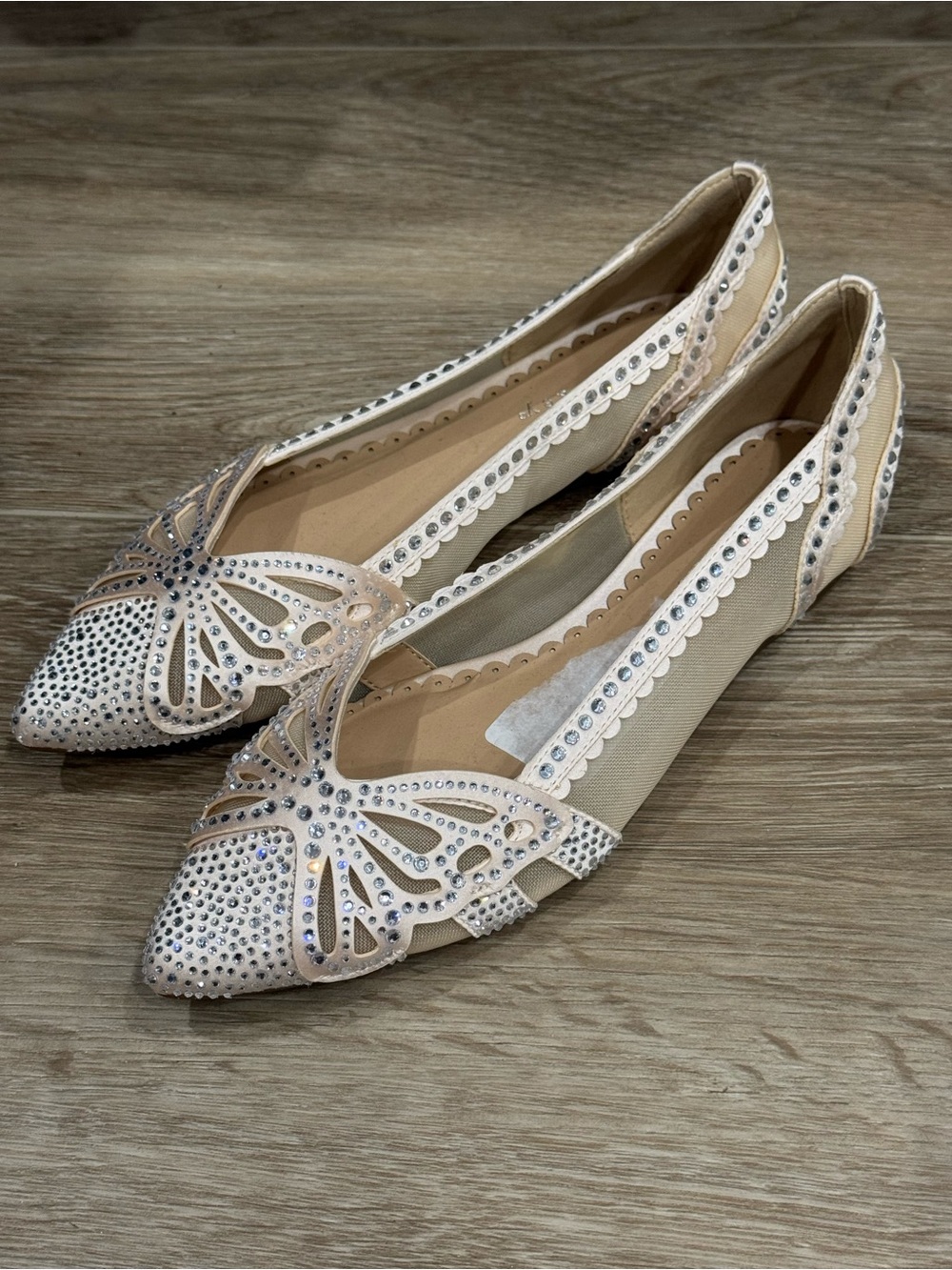 Copper Key Ritzie Butterfly Cream Rhinestone Ballet Flat - Picture 2 of 5